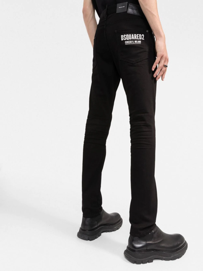 Shop Dsquared2 Rear Logo-print Skinny Jeans In Black