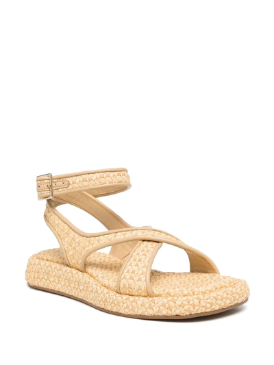 Gia Borghini Raffia Ankle-strap Sandals In Brown