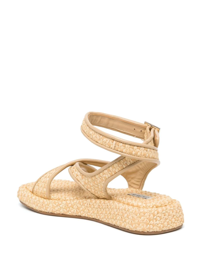 Gia Borghini Raffia Ankle-strap Sandals In Brown