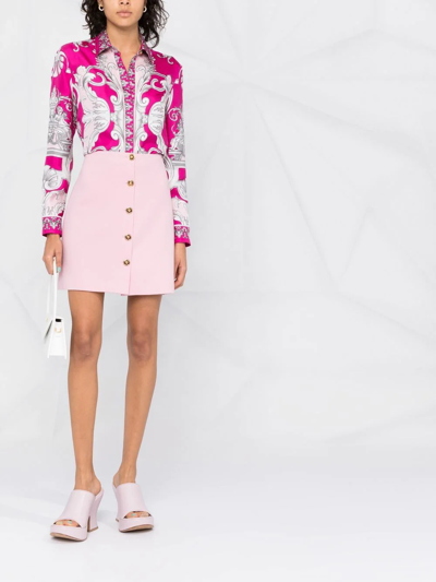 Shop Versace Medusa A-line Wool Skirt In Pink