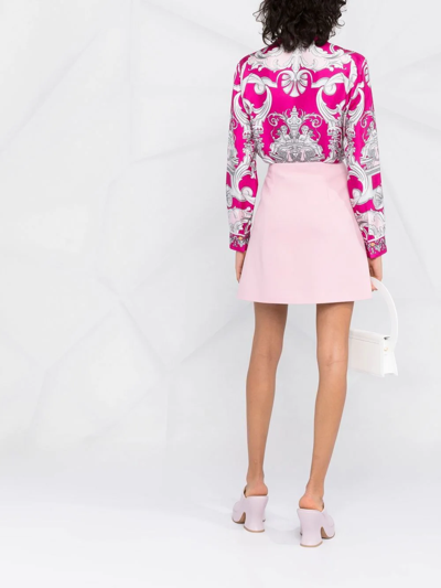 Shop Versace Medusa A-line Wool Skirt In Pink