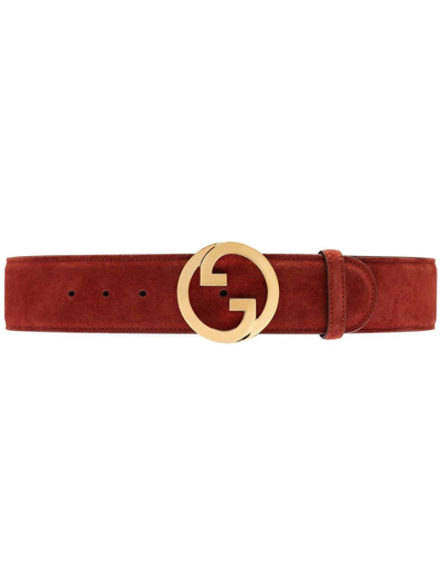Shop Gucci Blondie Suede Belt In Red