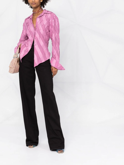 Shop Attico Jacquard-effect Button Shirt In Pink