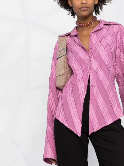 Attico Jacquard-effect Button Shirt In Pink