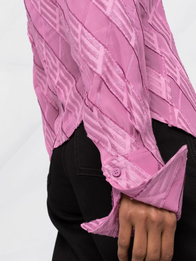 Attico Jacquard-effect Button Shirt In Pink