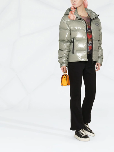Shop Dsquared2 Logo-patch Hooded Down Jacket In Green
