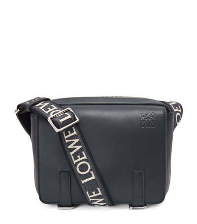 Shop Loewe Xs Leather Military Messenger Bag In Navy