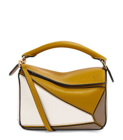Shop Loewe Mini Leather Puzzle Top-handle Bag In Green