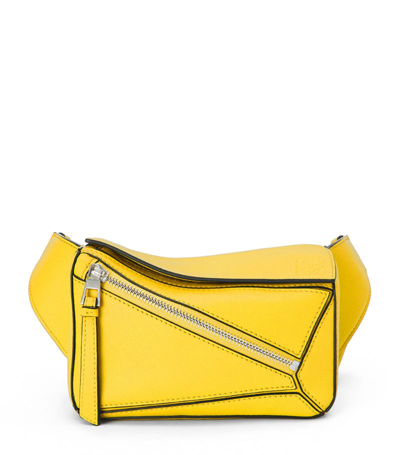 Shop Loewe Mini Leather Puzzle Belt Bag In Yellow