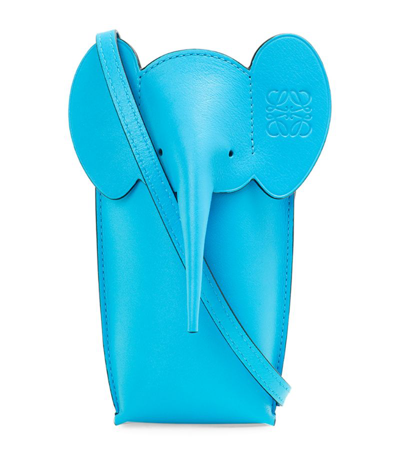 Shop Loewe Leather Elephant Pocket Bag In Blue