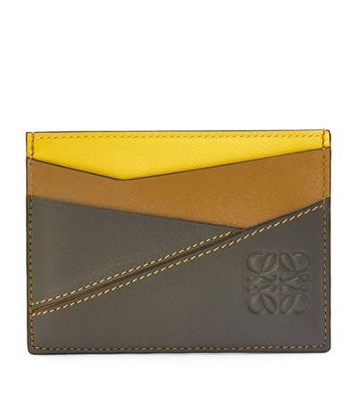 Shop Loewe Leather Puzzle Card Holder In Yellow