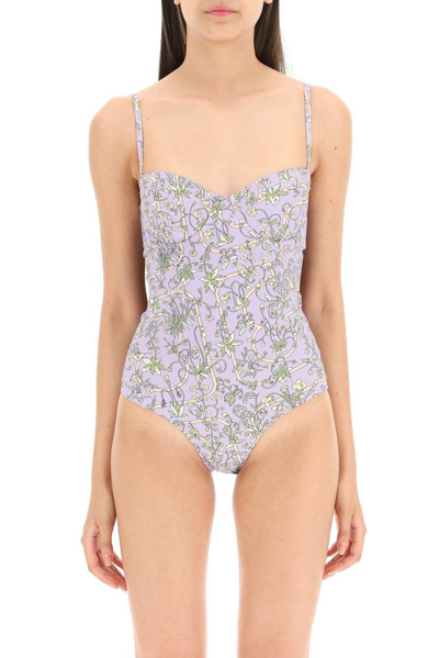 Shop Tory Burch Floral Printed Underwire One In Purple