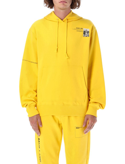 Shop Helmut Lang New York Logo Printed Hoodie In Yellow
