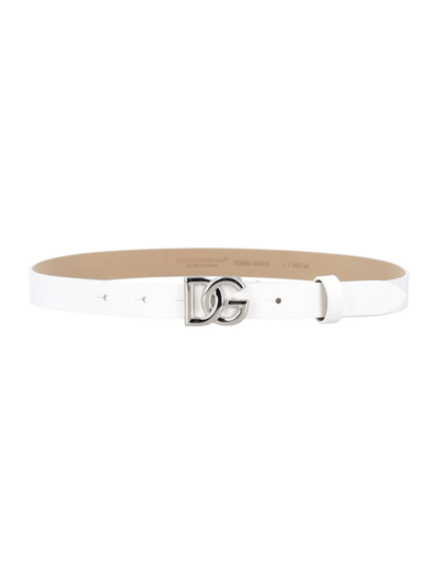 Shop Dolce & Gabbana Kids Logo Buckle Belt In White