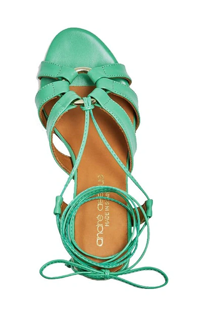 Shop Andre Assous Maggie Ankle Tie Sandal In Mint Leather