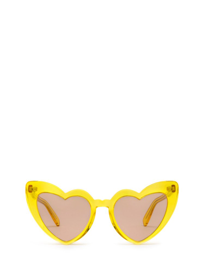 Shop Saint Laurent Eyewear Heart Frame Sunglasses In Yellow