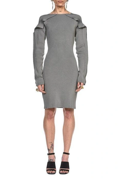 Shop Koché Ruffled Cut Out Mini Dress In Grey