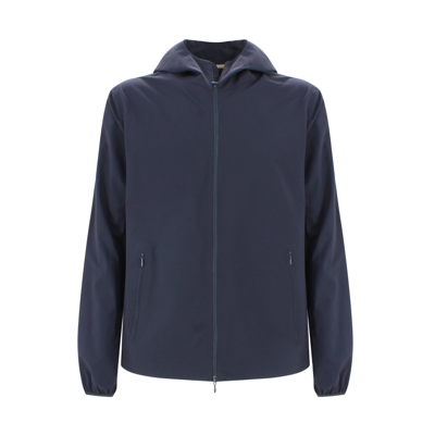 Shop Herno Zipped Hooded Jacket In Blue