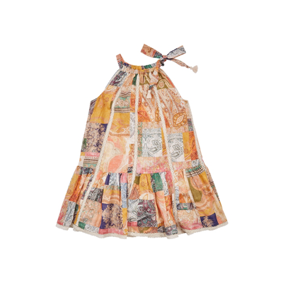 Shop Zimmermann Kids Anneke Printed Cotton Dress In Multicoloured