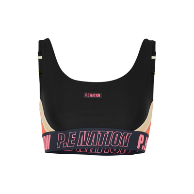 Shop P.e Nation Left Field Panelled Stretch-jersey Bra Top In Black