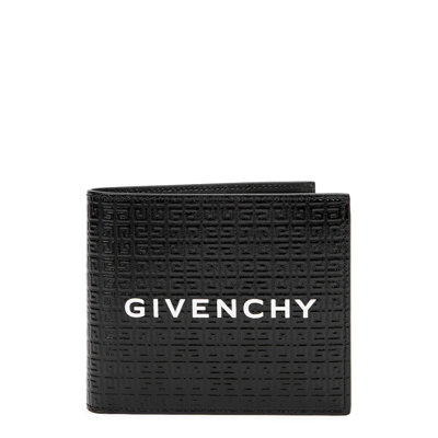 Shop Givenchy 4g Black Monogrammed Leather Wallet In Black And White