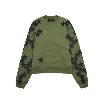 Shop Amiri X Chemist Green Star-appliquéd Cotton Sweatshirt