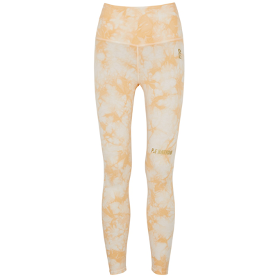 Shop P.e Nation React Tie-dyed Stretch-cotton Leggings In White