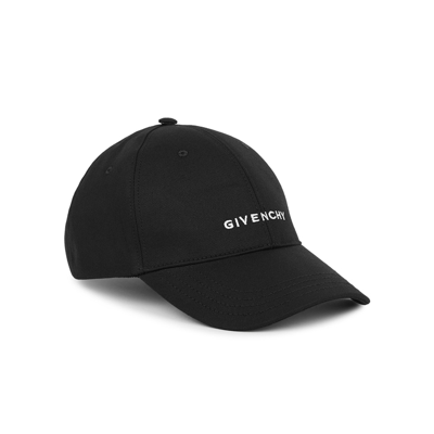 Shop Givenchy Black Logo-embroidered Twill Cap In Black And White
