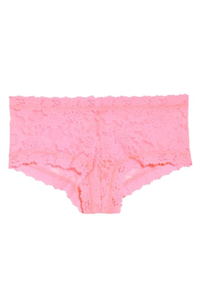 Shop Hanky Panky Daily Lace Boyshorts In Glo Pink