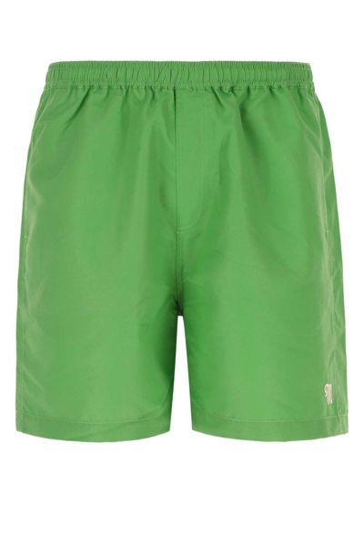 Shop Nanushka Logo Embroidered Swim Shorts In Green
