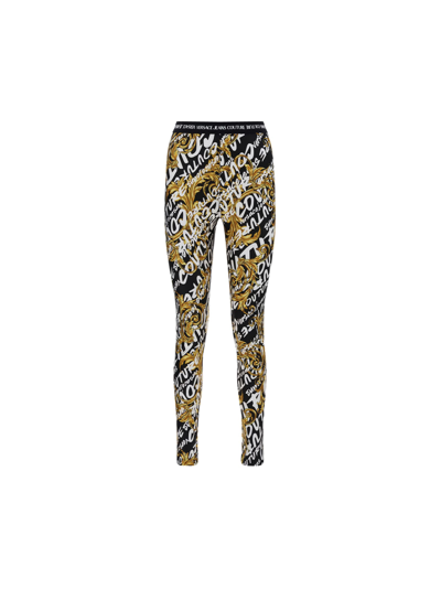 Shop Versace Jeans Couture Leggings In Black/gold