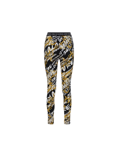 Shop Versace Jeans Couture Leggings In Black/gold