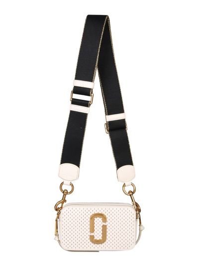 Shop Marc Jacobs The Perforated Snapshot Bag In Bianco