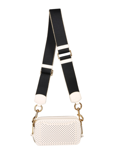 Shop Marc Jacobs The Perforated Snapshot Bag In Bianco