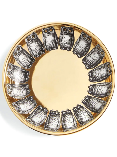 Shop Fornasetti Giro Di Civette Ashtray In Gold