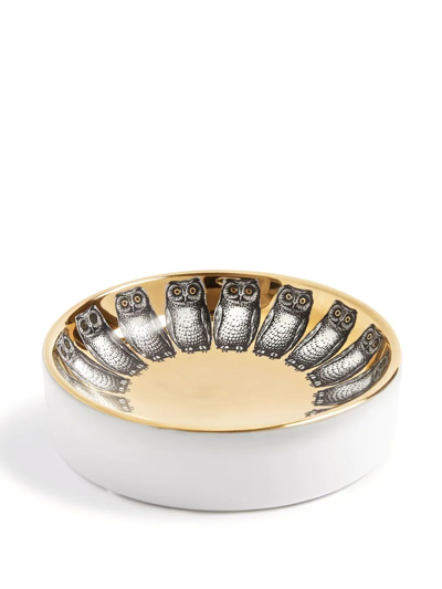 Shop Fornasetti Giro Di Civette Ashtray In Gold