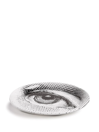 Fornasetti Occhio Round Tray In Weiss