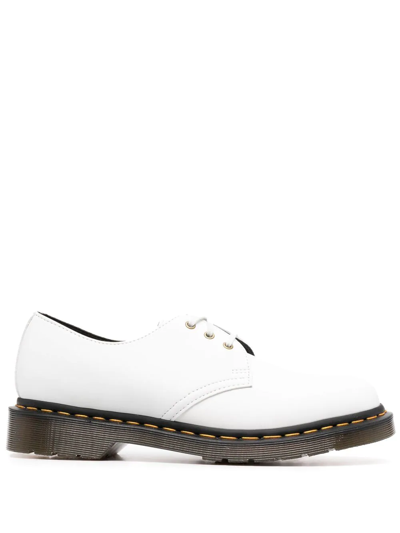 Shop Dr. Martens' Contrasting-stitch Detail Derby Shoes In White