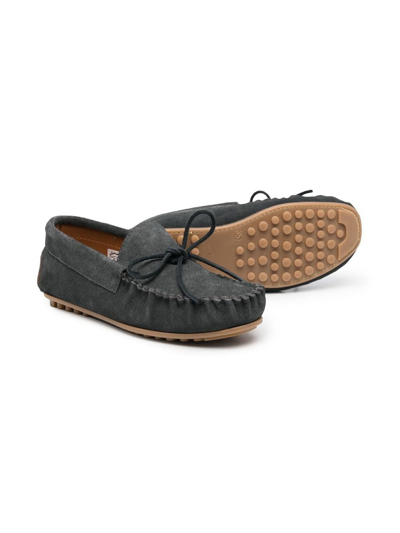 Shop Pèpè Front Tie-fastening Loafers In Grey