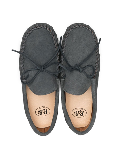 Shop Pèpè Front Tie-fastening Loafers In Grey