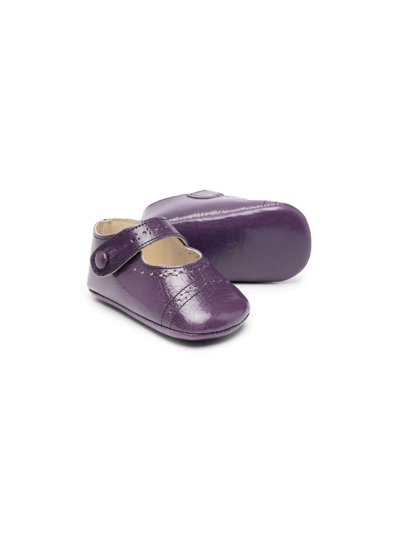 Pèpè Cut-out Leather Crib Shoes In Purple
