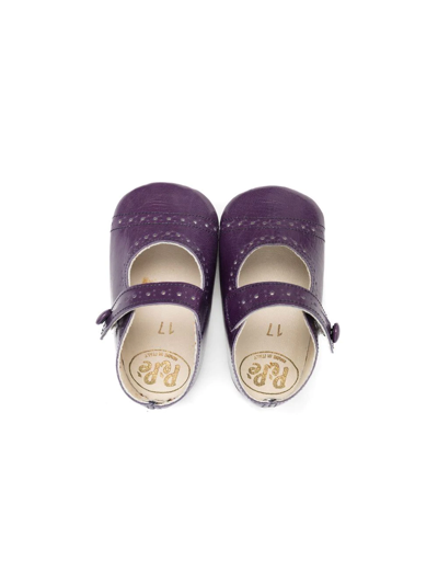 Pèpè Cut-out Leather Crib Shoes In Purple