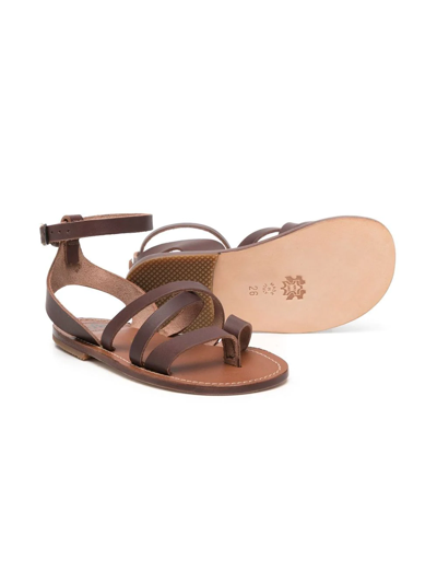 Shop Pèpè Open-toe Leather Sandals In 褐色
