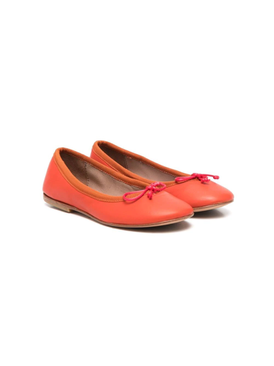 Shop Pèpè Bow-detail Flat Ballerinas In Red