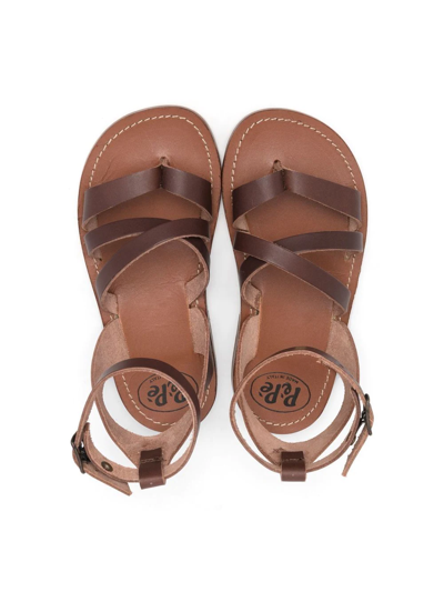 Shop Pèpè Open-toe Leather Sandals In 褐色