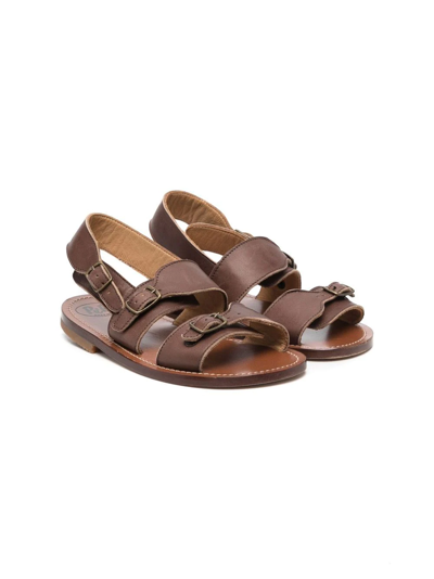 Shop Pèpè Buckle-detail Leather Sandals In Brown