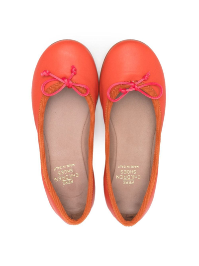 Pèpè Bow-detail Flat Ballerinas In Red