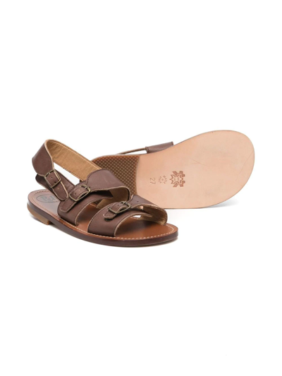 Shop Pèpè Buckle-detail Leather Sandals In Brown