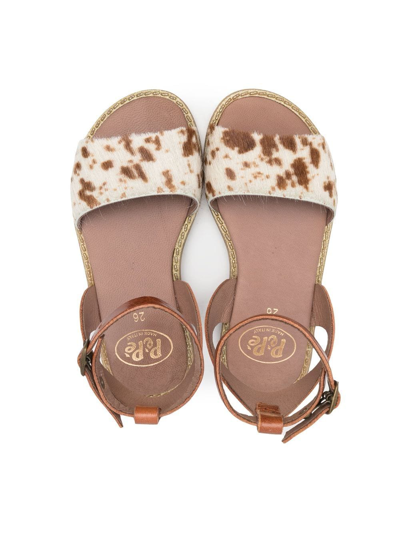 Shop Pèpè Cow-print Open-toe Sandals In Neutrals