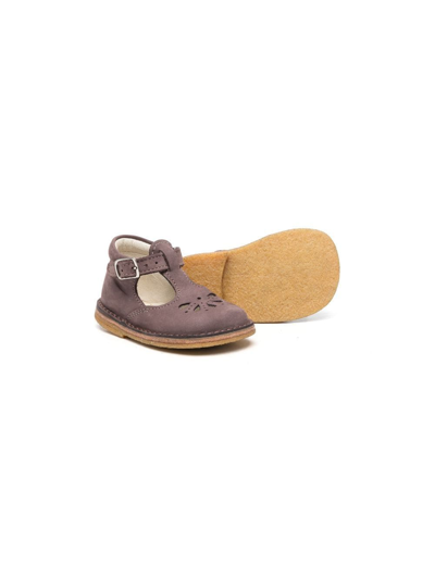 Shop Pèpè Perforated-detail Leather Sandals In Purple